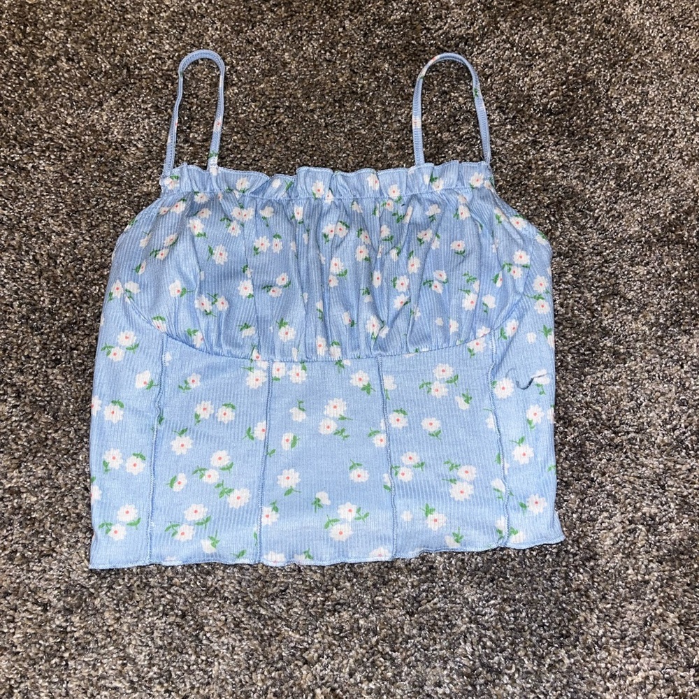 SHEIN baby blue floral tank, size XS